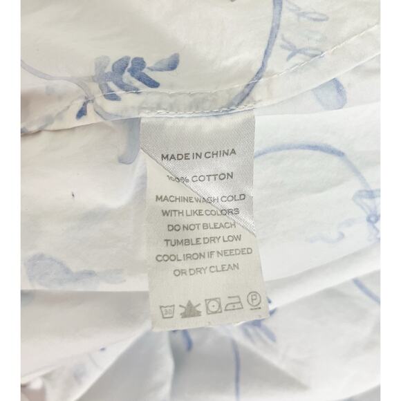 Hill House The Caroline Nap Dress Midi Blue Botanical Floral Off Shoulder Sz XS - Picture 7 of 7